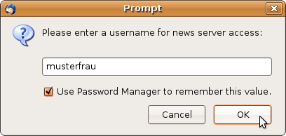 Prompt for username