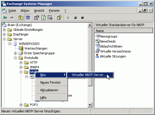 Installation eines virtuellen NNTP-Servers