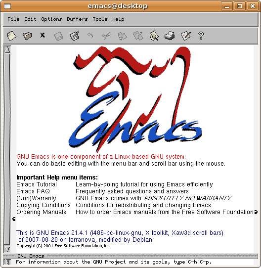 emacs start window