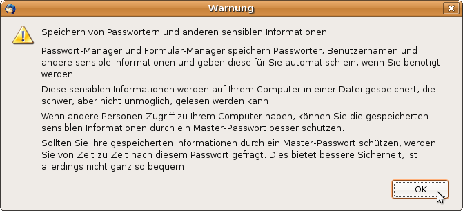 Warnmeldung zum Passwort-Manager